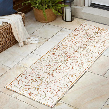 Danae Classic Cottage Filigree Scroll Reversible Machine-Washable Indoor/Outdoor Area Rug